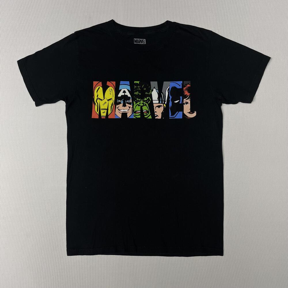 Marvel Shirt Mens S Black Avengers Graphic Tee Iron Man Hulk Thor Spider-Man
